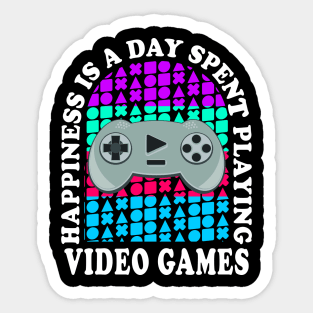 Happiness Is A Day Spent Playing Video Games Funny Sticker